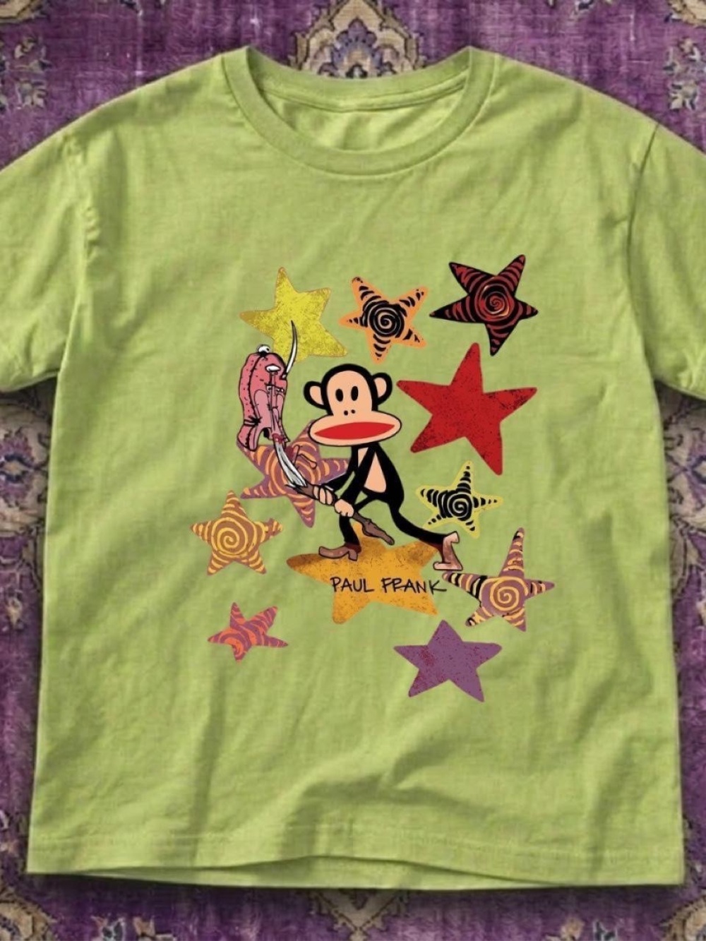 Gildan Lime Green Paul Frank Monkey Graphic Tee